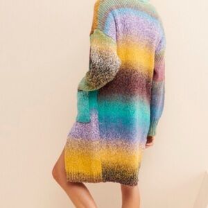 Stellah Multicolor Gradient Cardigan. Rainbow cardigan. comfy long boho sweater